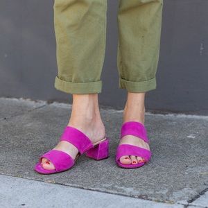 Rockport hot pink suede slides sandals sz 8.5